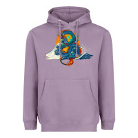 Lavender blue dragon ocean waves and sun Heavyweight Hoodie - RanaPortraitStore