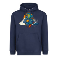 Navy blue dragon ocean waves and sun Heavyweight Hoodie - RanaPortraitStore