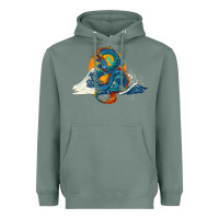 Sage blue dragon ocean waves and sun Heavyweight Hoodie - RanaPortraitStore
