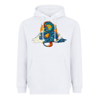 White blue dragon ocean waves and sun Heavyweight Hoodie - RanaPortraitStore