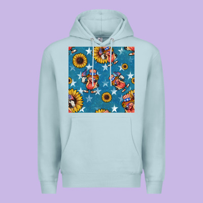 4th Of July Sunflowers Hotdog Seamless Pattern Premium Hoodie Designed By Bundleandbundleshop