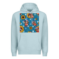 Blue Mist 4th of july sunflowers hotdog seamless pattern Premium Hoodie - BundleAndBundleShop