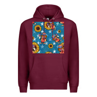 Burgundy 4th of july sunflowers hotdog seamless pattern Premium Hoodie - BundleAndBundleShop