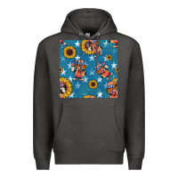 Charcoal Heather 4th of july sunflowers hotdog seamless pattern Premium Hoodie - BundleAndBundleShop