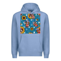Colony Blue 4th of july sunflowers hotdog seamless pattern Premium Hoodie - BundleAndBundleShop