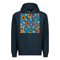 Navy 4th of july sunflowers hotdog seamless pattern Premium Hoodie - BundleAndBundleShop
