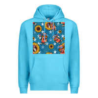 Ocean Blue 4th of july sunflowers hotdog seamless pattern Premium Hoodie - BundleAndBundleShop