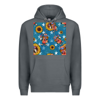 Rock 4th of july sunflowers hotdog seamless pattern Premium Hoodie - BundleAndBundleShop
