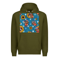 Army Green 4th of july sunflowers hotdog seamless pattern Premium Hoodie - BundleAndBundleShop