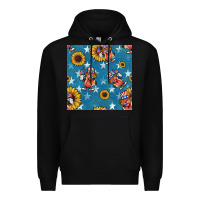 Black 4th of july sunflowers hotdog seamless pattern Premium Hoodie - BundleAndBundleShop