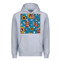 Heather Grey 4th of july sunflowers hotdog seamless pattern Premium Hoodie - BundleAndBundleShop