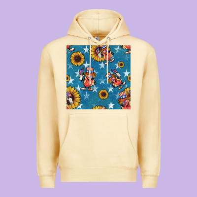4th Of July Sunflowers Hotdog Seamless Pattern Premium Hoodie Designed By Bundleandbundleshop