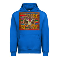 Cobalt serape sunflowers bull skull background Urban Hoodie - Artiststas