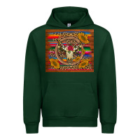Forest Green serape sunflowers bull skull background Urban Hoodie - Artiststas