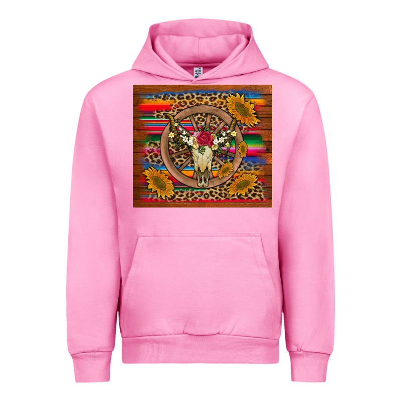 Serape Sunflowers Bull Skull Background Urban Hoodie by Artiststas | Teevron
