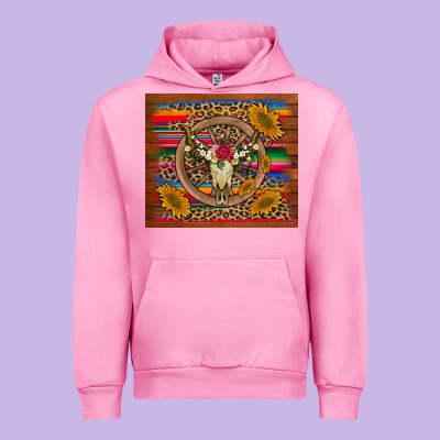 Serape Sunflowers Bull Skull Background Urban Hoodie Designed By Artiststas