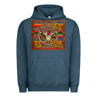 Pigment Midnight Navy serape sunflowers bull skull background Urban Hoodie - Artiststas