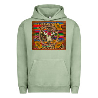 Pigment Oil Green serape sunflowers bull skull background Urban Hoodie - Artiststas