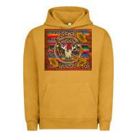 Pigment Peanut Butter serape sunflowers bull skull background Urban Hoodie - Artiststas