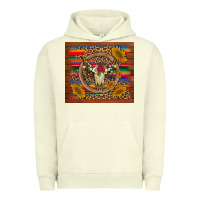 Pigment Pistachio serape sunflowers bull skull background Urban Hoodie - Artiststas