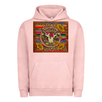 Pigment Salmon serape sunflowers bull skull background Urban Hoodie - Artiststas