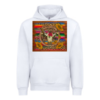White serape sunflowers bull skull background Urban Hoodie - Artiststas