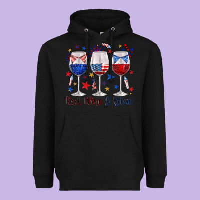 Heavyweight Hoodie red wine and blue wine glasses