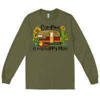 Army Green camping is my happy place caravan Long Sleeve Tee - BarkalooDesign