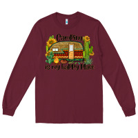 Burgundy camping is my happy place caravan Long Sleeve Tee - BarkalooDesign