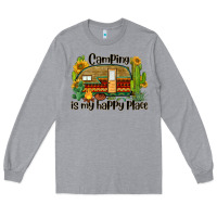 Heather Grey camping is my happy place caravan Long Sleeve Tee - BarkalooDesign