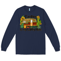 Navy camping is my happy place caravan Long Sleeve Tee - BarkalooDesign