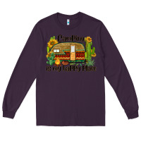 Plum camping is my happy place caravan Long Sleeve Tee - BarkalooDesign