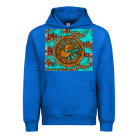 Cobalt cowboy hat turquoise aztec background old wheel Urban Hoodie - Artiststas