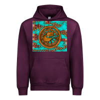 Mauve Wine cowboy hat turquoise aztec background old wheel Urban Hoodie - Artiststas