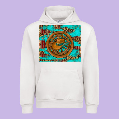 Cowboy Hat Turquoise Aztec Background Old Wheel Urban Hoodie Designed By Artiststas