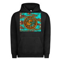 Pigment Black cowboy hat turquoise aztec background old wheel Urban Hoodie - Artiststas