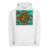 Pigment Lunar Rock cowboy hat turquoise aztec background old wheel Urban Hoodie - Artiststas