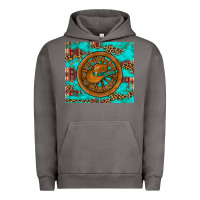 Pigment Tornado cowboy hat turquoise aztec background old wheel Urban Hoodie - Artiststas