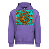Tulip cowboy hat turquoise aztec background old wheel Urban Hoodie - Artiststas