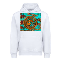 White cowboy hat turquoise aztec background old wheel Urban Hoodie - Artiststas