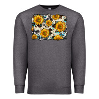 Charcoal Heather cowhide sunflower pattern Premium Sweatshirt - Zillion Design Studio