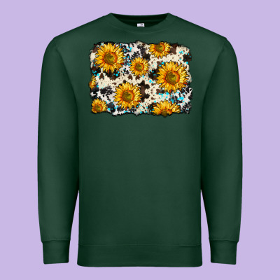 Cowhide Sunflower Pattern Premium Sweatshirt Designed By Zillion Design Studio