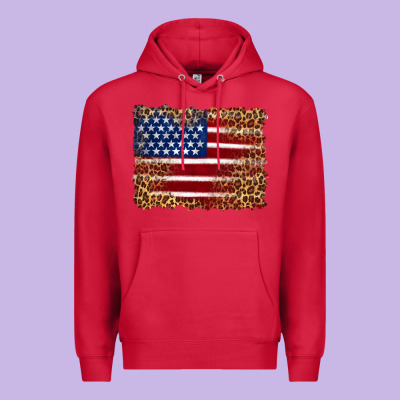 American Flag And Leopard Premium Hoodie Designed By Artiststas