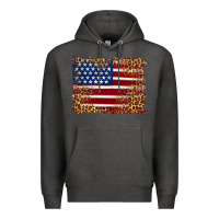 Charcoal Heather american flag and leopard Premium Hoodie - Artiststas