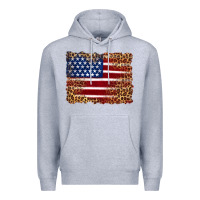 Heather Grey american flag and leopard Premium Hoodie - Artiststas