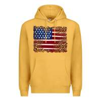 Mustard american flag and leopard Premium Hoodie - Artiststas
