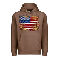 Chestnut american flag and leopard Premium Hoodie - Artiststas