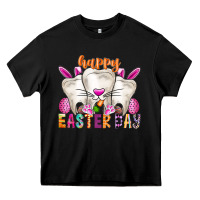 Black Happy Easter Heavy Core Tee - CowhideDigitalArt