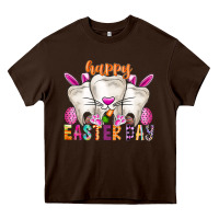 Chocolate Brown Happy Easter Heavy Core Tee - CowhideDigitalArt