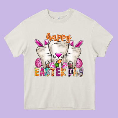 Happy Easter Heavy Core Tee Designed By Cowhidedigitalart